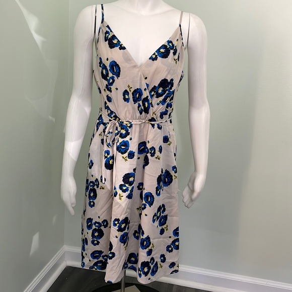 Yumi Kim Khaki Dress with blue flowers size medium - Picture 1 of 6